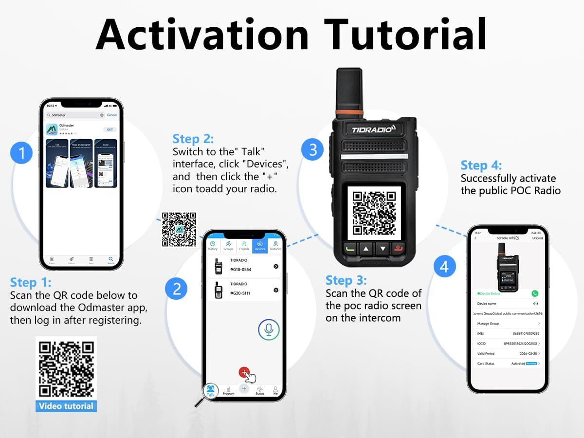 Rapid Global Walkie Talkies Long Range, Unlimited Range TD-G18 4G LTE Poc Radios, Nationwide PTT Two Way Radios Long Distance 6000+Miles for Family Logistics Company-2Pcs with SIM Card