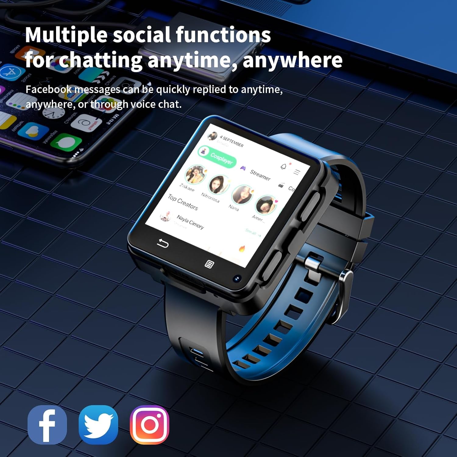 4G Smart Watch Phone Call, 4GB+64GB Android 11 CPU MTK6761 Smartwatch, 2.64" Large Screen Gaming Watch 1200Mah Type-C Port Dual Camera Wifi Bluetooth GPS Smart Watches for Men