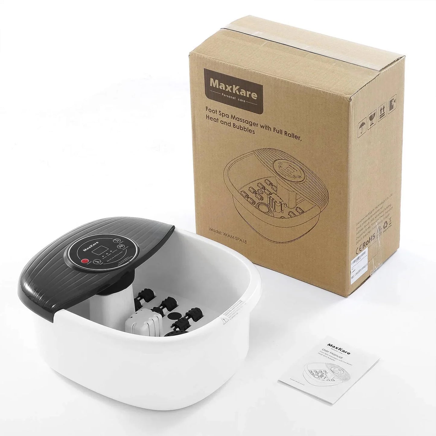 Foot Spa Bath Massager with Heat, Bubbles, and Vibration for Soothe and Comfort Feet, Black