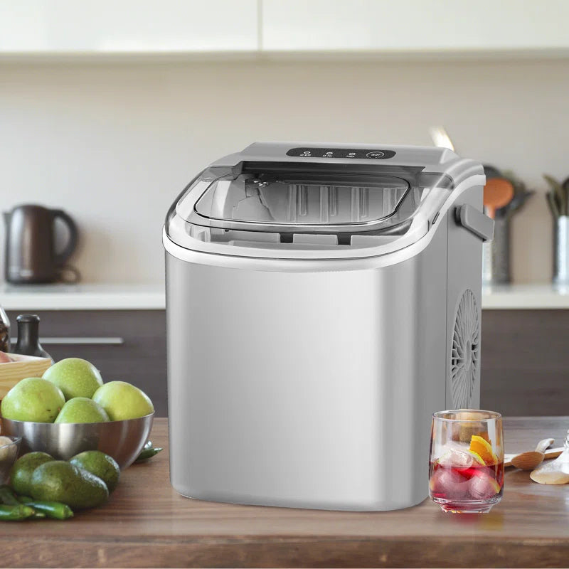 Countertop Ice Maker Ice Machine with Handle,Self-Cleaning Ice Makers, 26Lbs/24H, 9 Ice Cubes Ready in 6 Mins for Home/Kitchen/Bar/Party/Camping