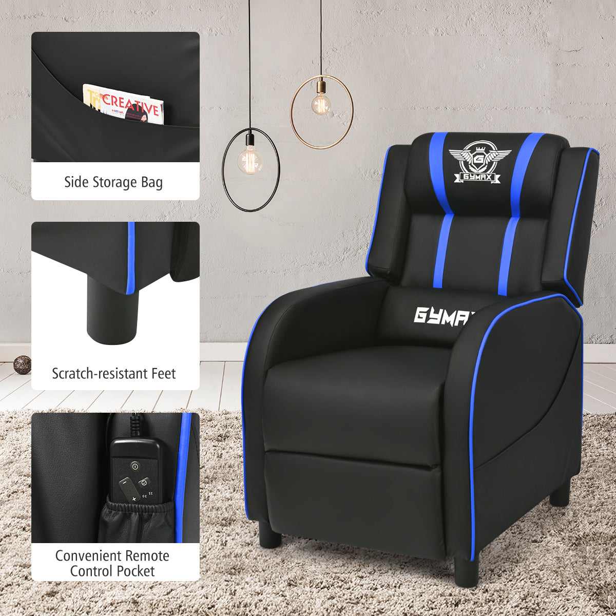 Massage Gaming Recliner Chair Racing Single Lounge Sofa Home Theater Seat
