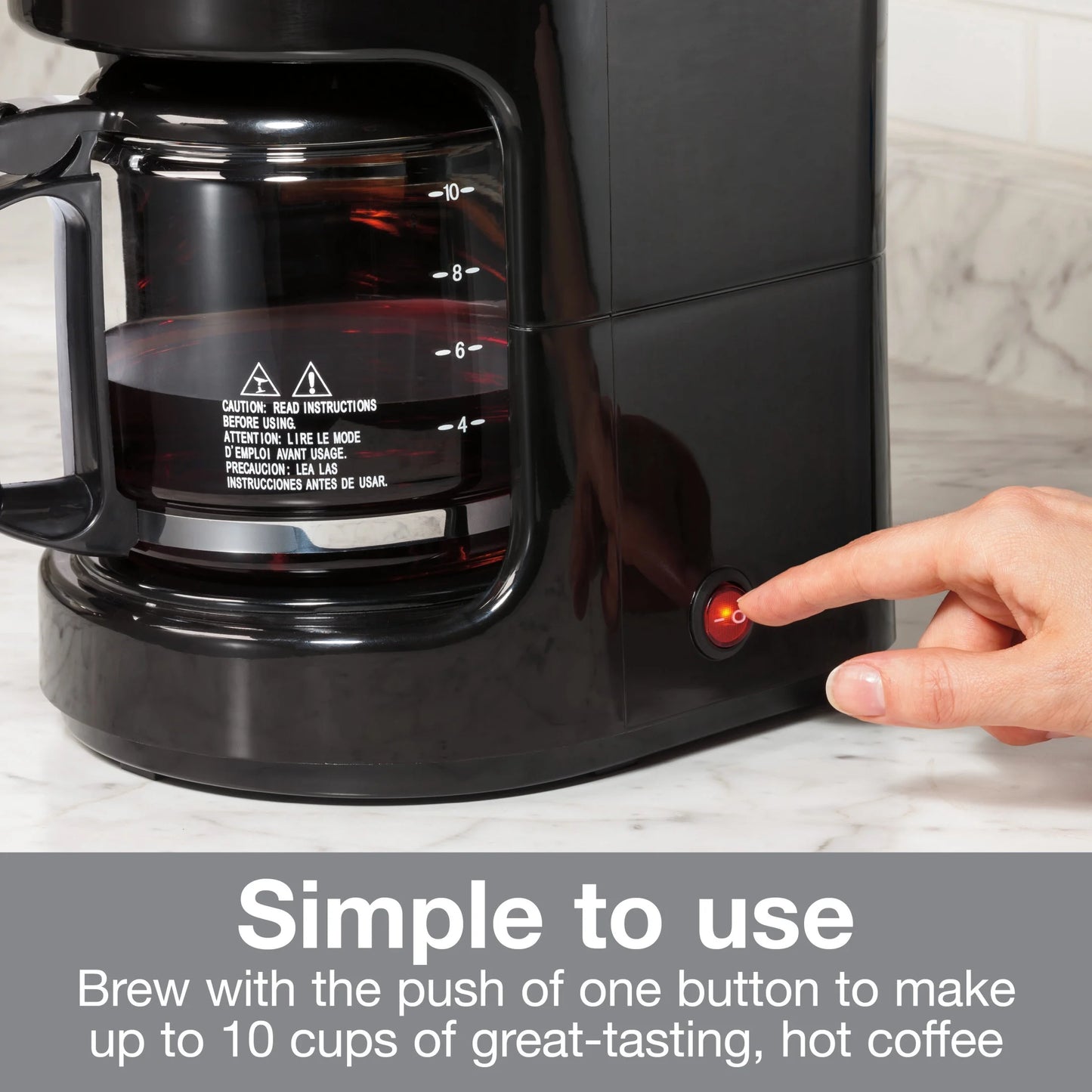 10-Cup Drip Coffee Maker Machine with Glass Coffee Pot, Black