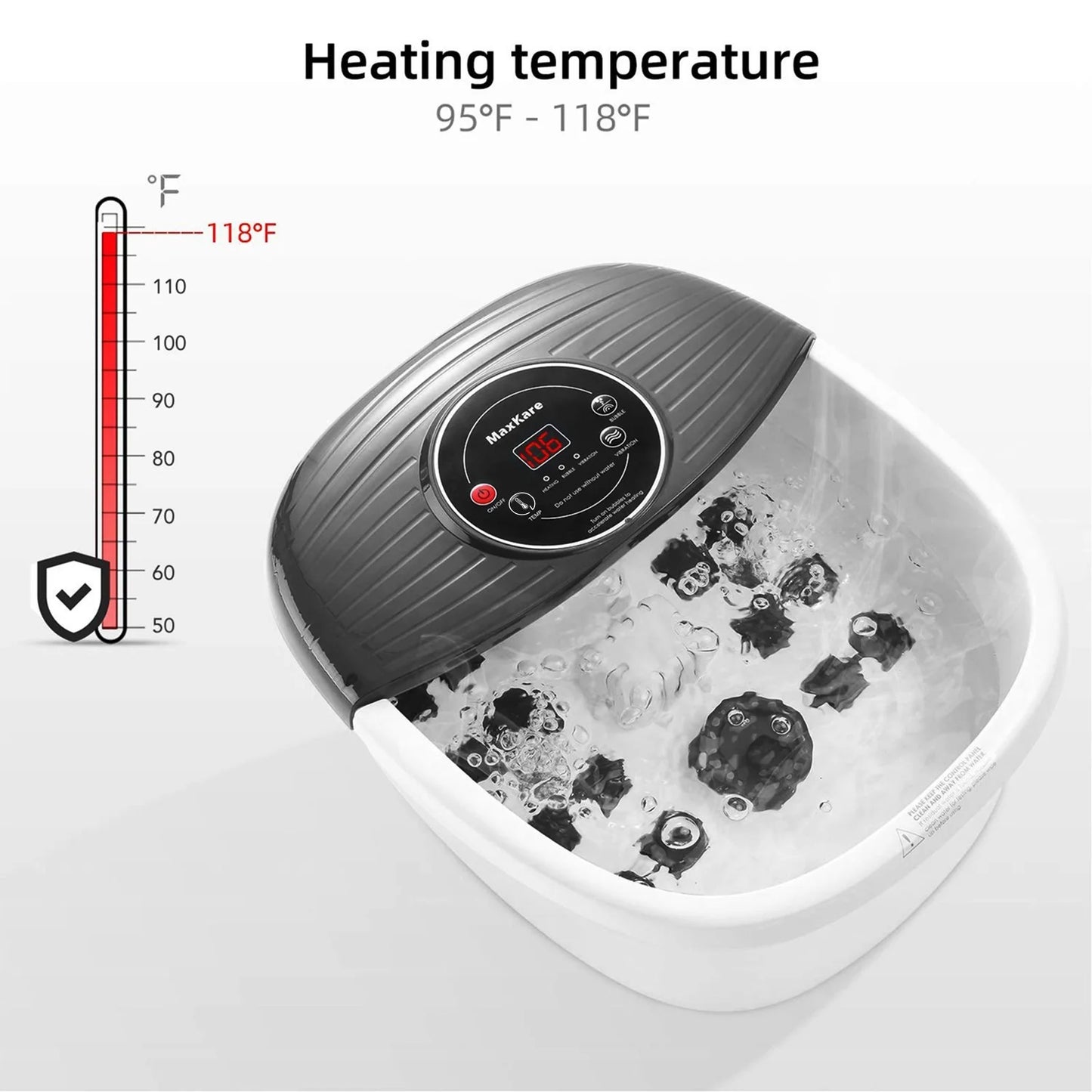 Foot Spa Bath Massager with Heat, Bubbles, and Vibration for Soothe and Comfort Feet, Black