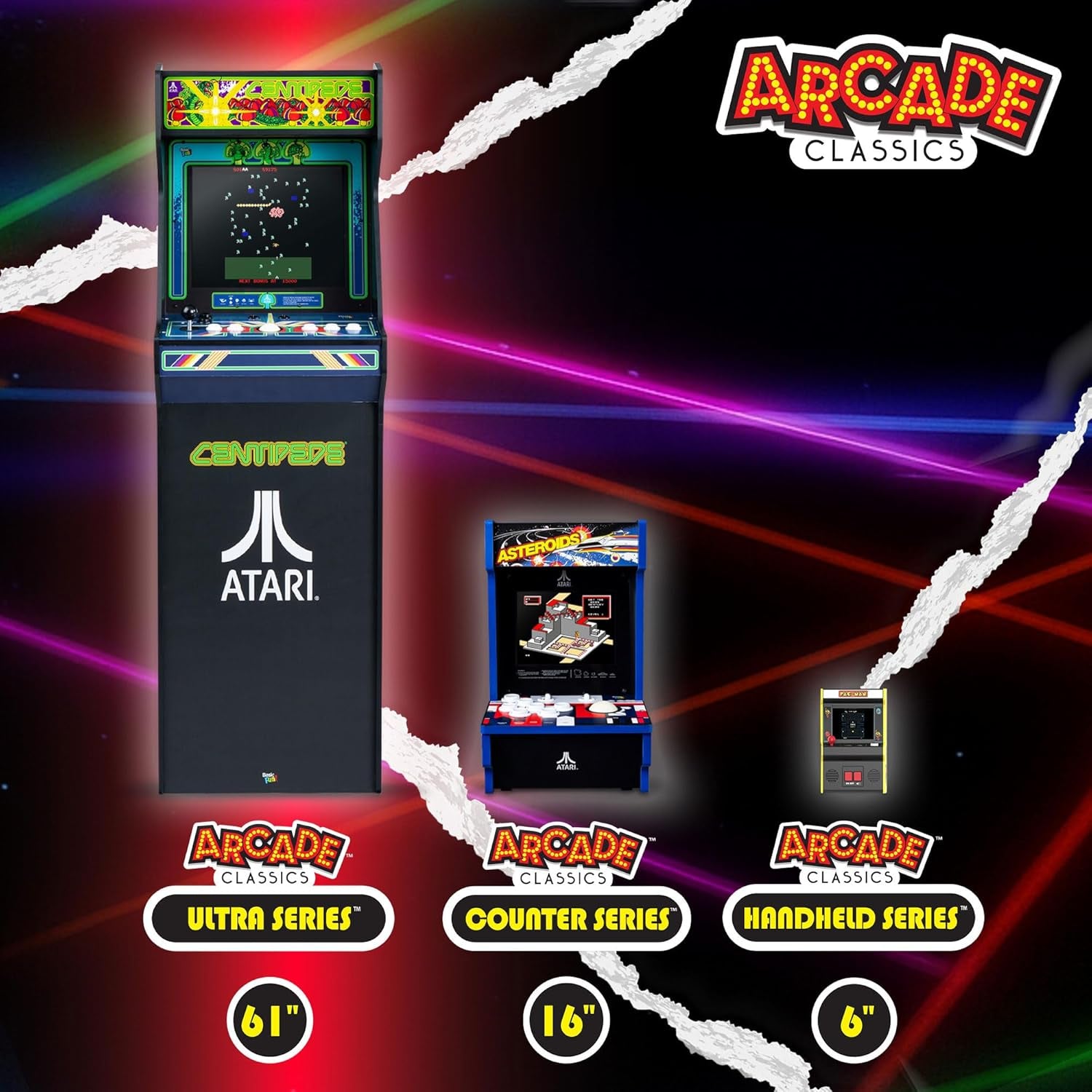 - Atari Centipede Ultra Series Game Machine, 40 Games, 17" Liquid Crystal Screen - Indoor Cabinet, Retro, Gaming Console, Basement Decoration, Man Cave