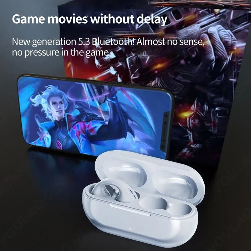 Bluetooth 5.3 Wireless Earbuds Ear Clip Bone Conduction Headphones Sport Headset