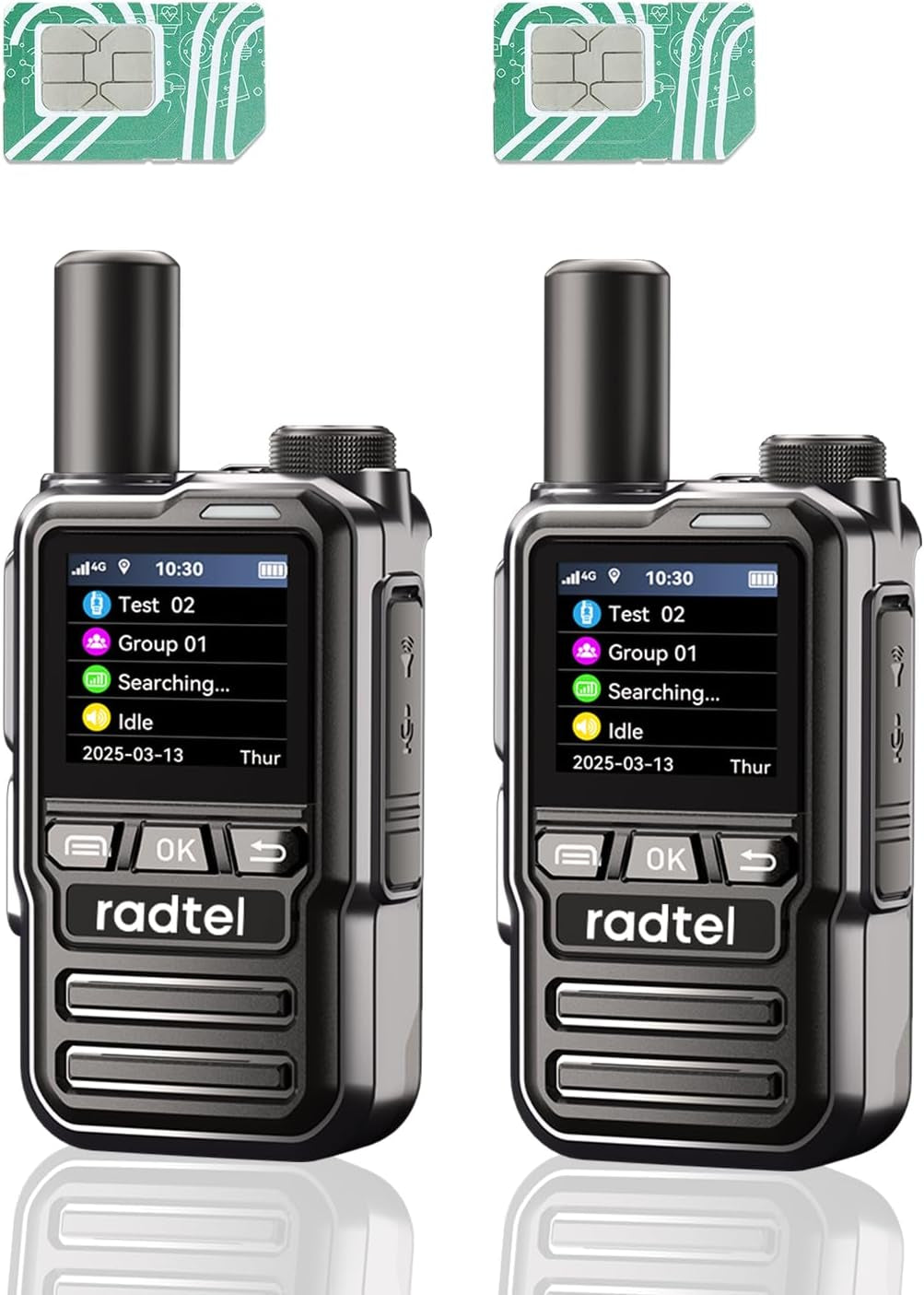 P8 Poc Radio (Push-To-Talk over Cellular), Unlimited Range Nationwide Handheld Walkie Talkies, Rechargeable Two-Way Radios Long Distance GXIN Ham Radio (2 Pack with 2 SIM)
