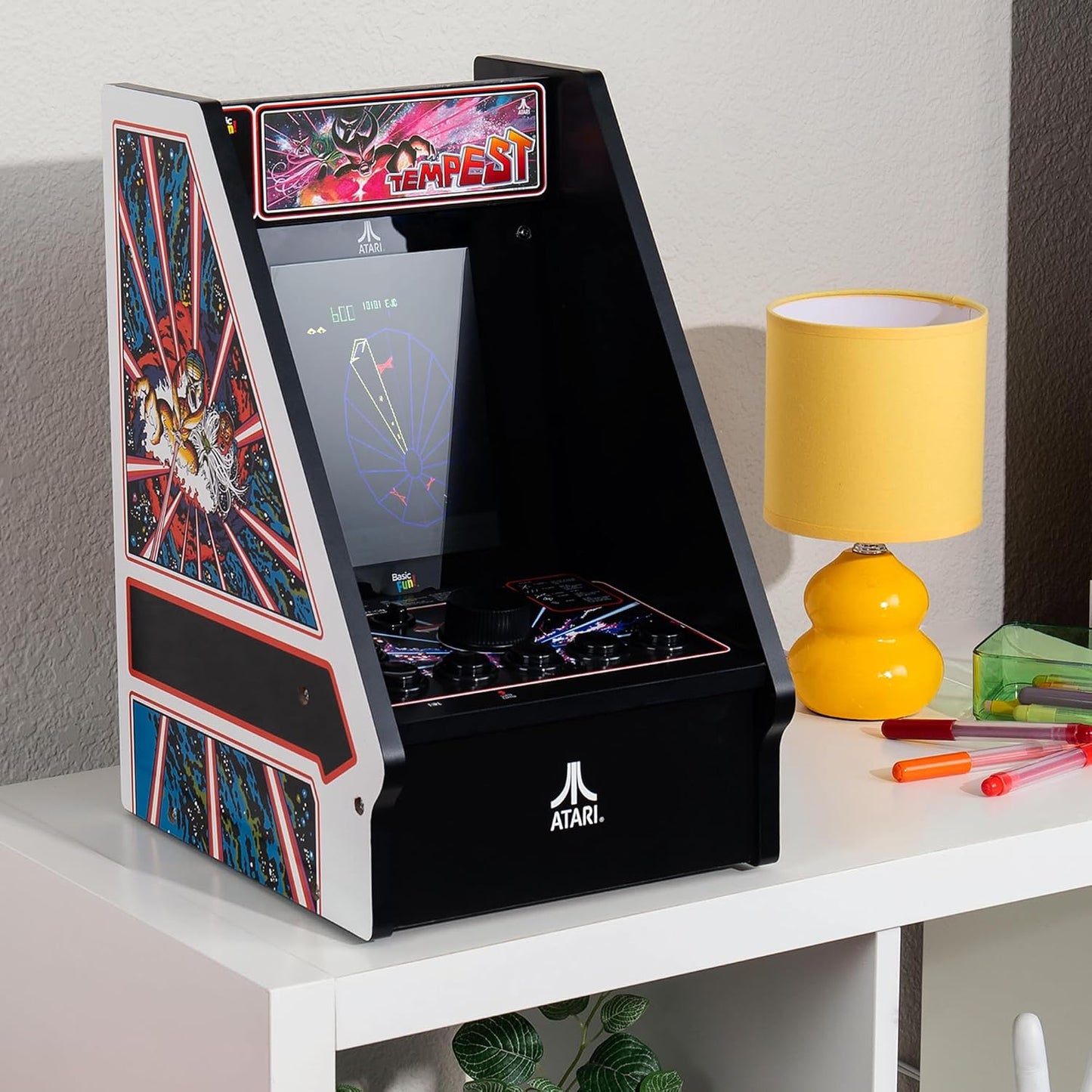 - Atari Tempest Counter Series Game Machine, 5 Games, 8" Liquid Crystal Screen - Mini Cabinet, Portable Gaming, Retro, Countertop Console, Basement Decoration, Man Cave