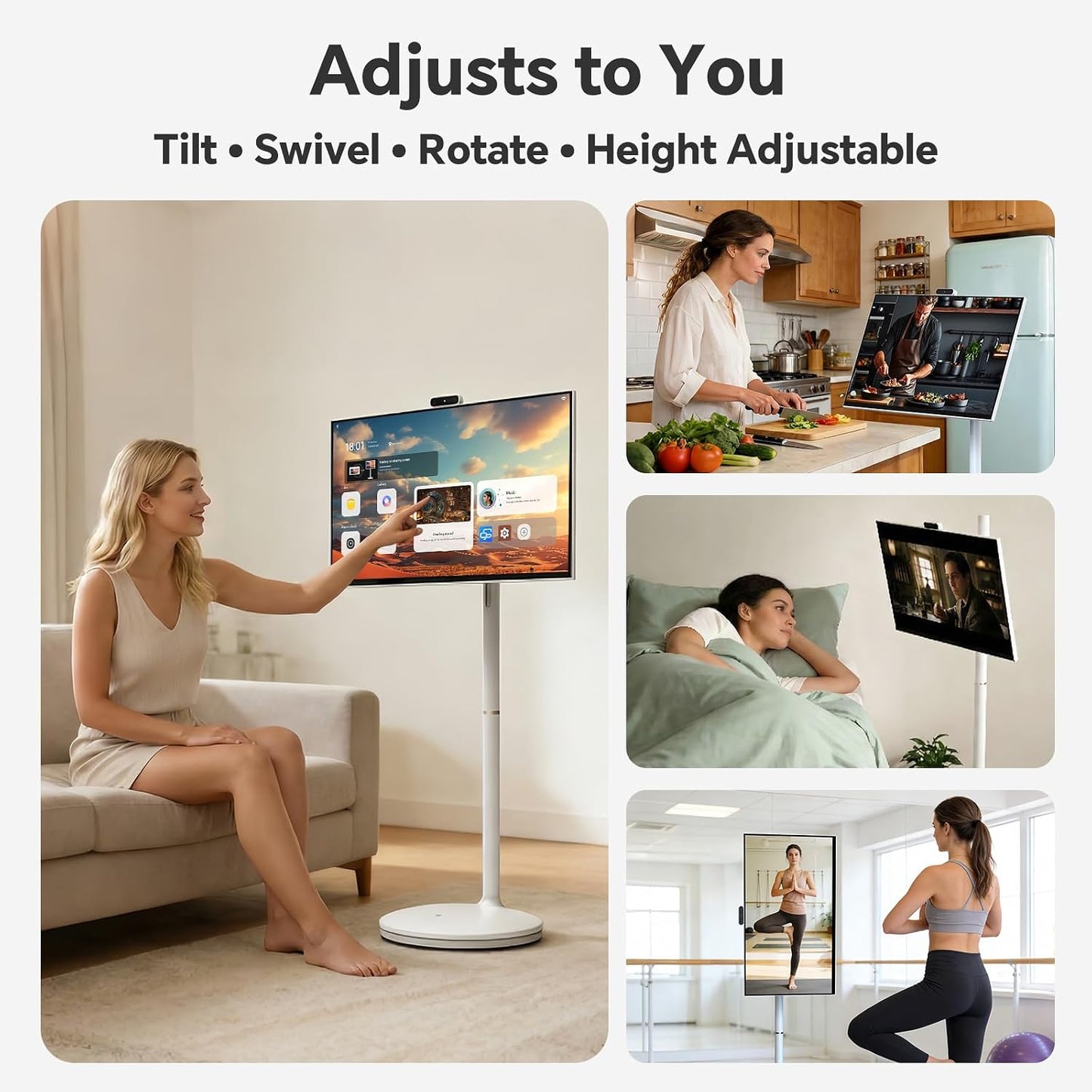 27" FHD Smart Portable TV on Wheels