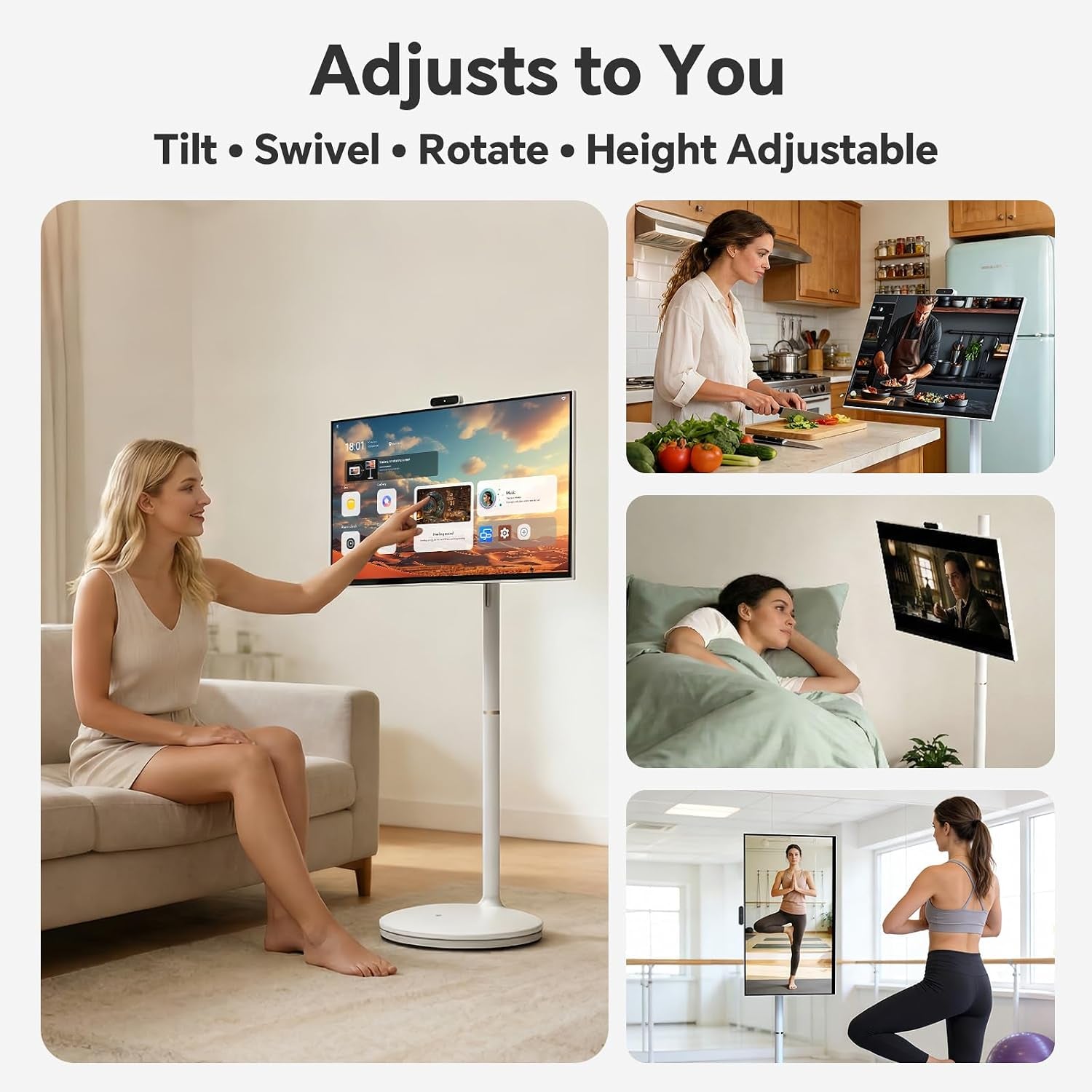 27" FHD Smart Portable TV on Wheels