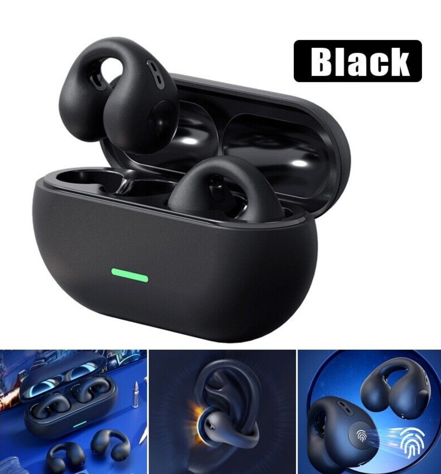 Bluetooth 5.3 Wireless Earbuds Ear Clip Bone Conduction Headphones Sport Headset