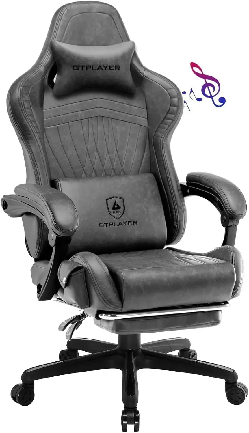 GTPLAYER Gaming Chair, Computer Chair with Footrest and Bluetooth Speakers, High Back Ergonomic Gaming Chair, Reclining Gaming C