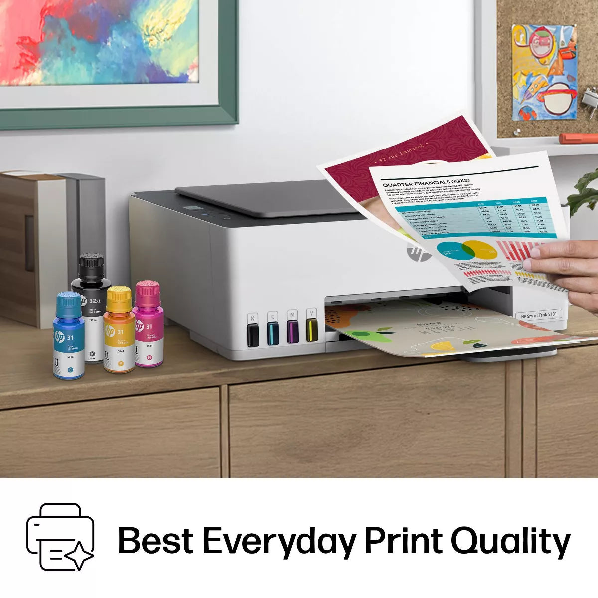 HP Smart Tank 5101 Wireless All-In-One Color Refillable Supertank Printer, Scanner, Copier (1F3Y0A)