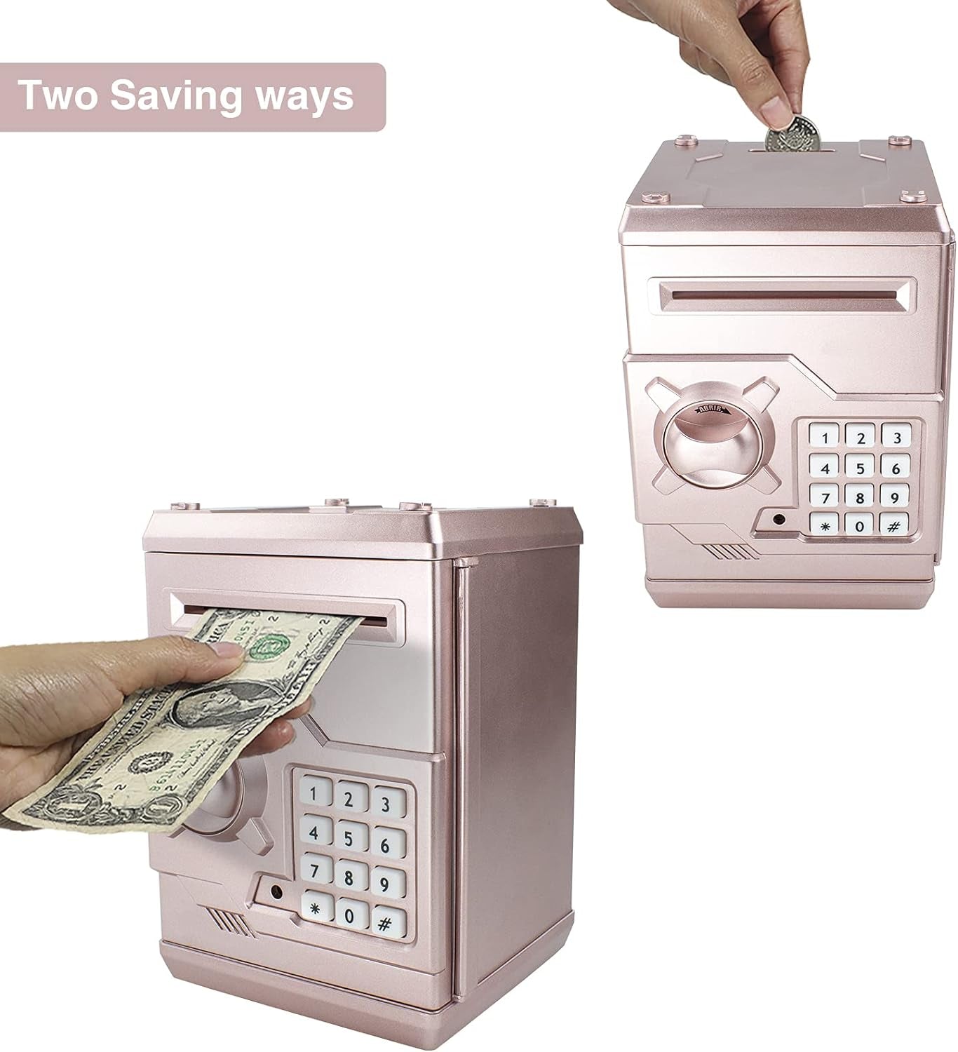 Piggy Banks for Kids, Electronic Password Code Money Banks ATM Banks Box Coin Bank for Children Boys and Girls (Rose Gold)