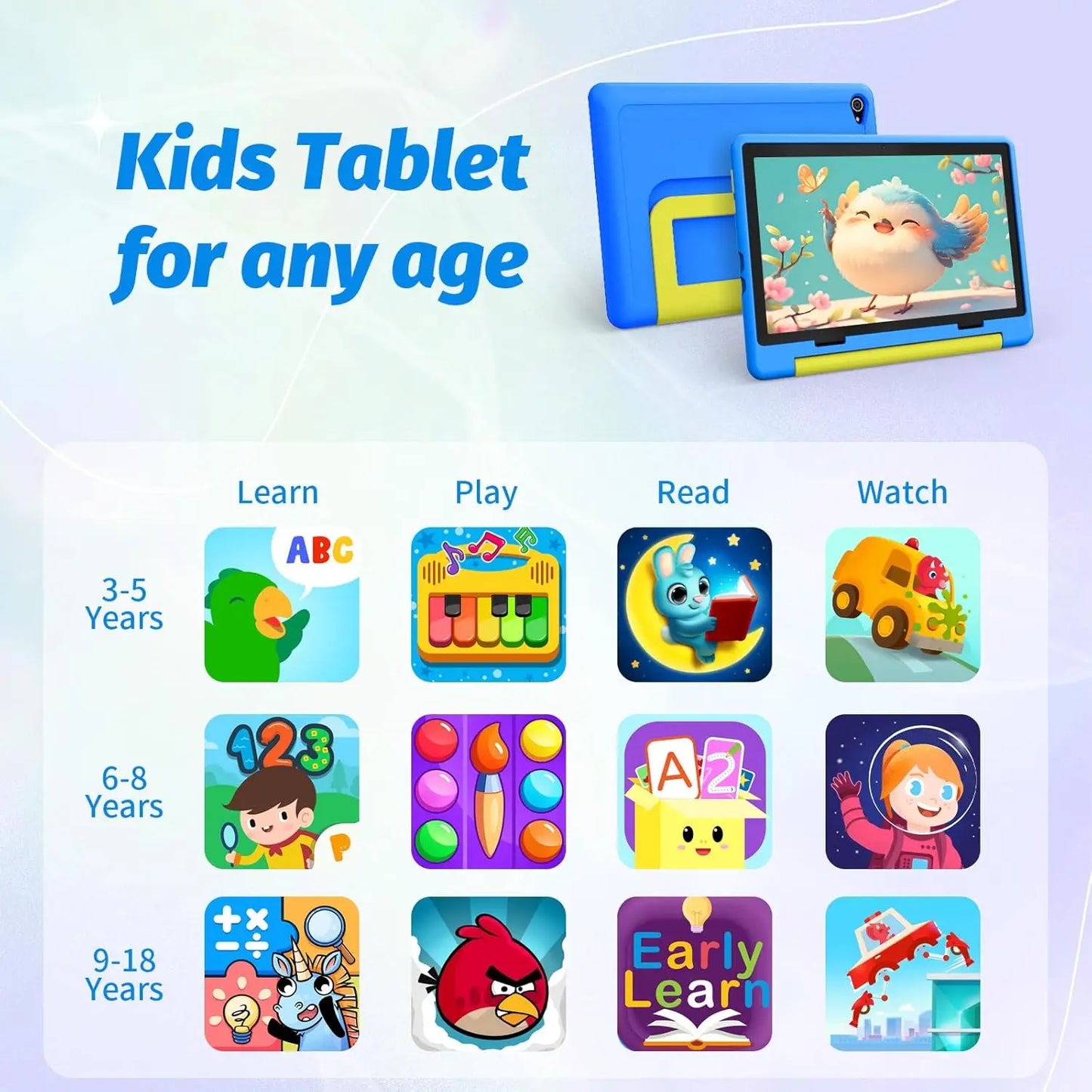 AEEZO10 Inch Kids Tablet Android 14 Octa-Core 8GB RAM+64 GB ROM Parental Control with Kid Protective Case Great Gift for Toddler