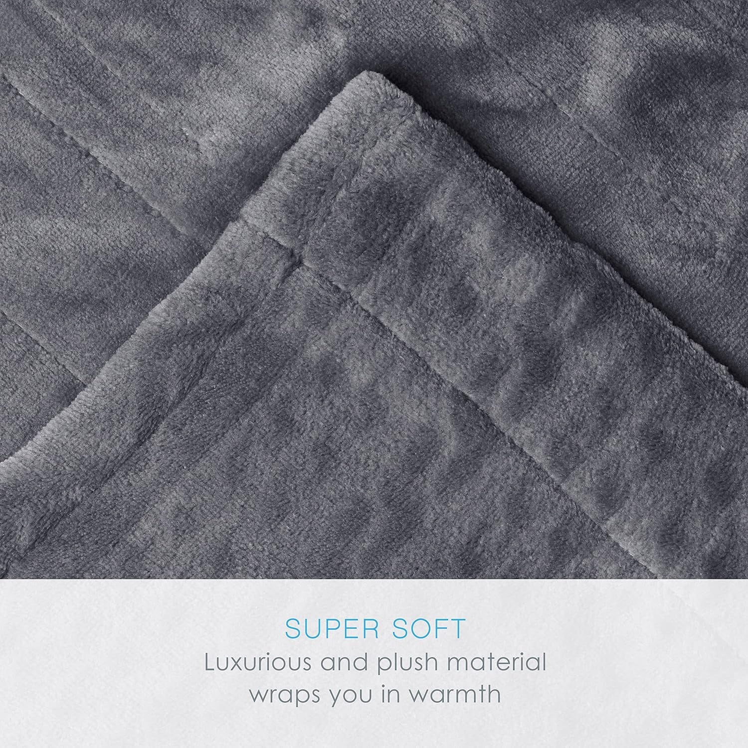 Purerelief Deluxe Heated Blanket - 10 Heat Settings, Super Soft Micromink Velvet Fabric, LCD Controller, Auto Shut-Off Timer, Machine Washable - Full Size Electric Blanket