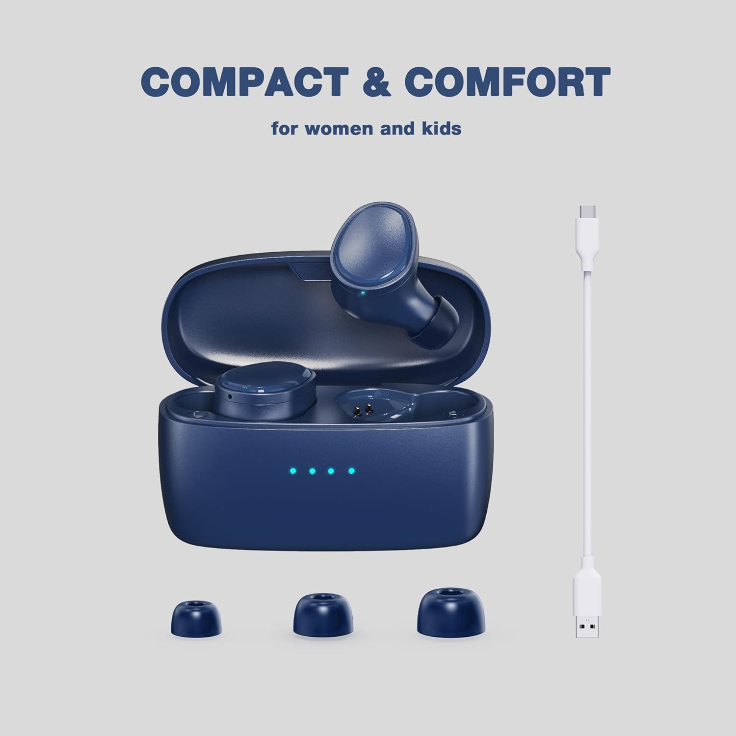 E9 True Wireless Earbuds, Royal Blue – Wireless In-Ear Headphones for Running and Sport – Bluetooth Earbuds with a Comfortable, Secure Fit, 30 Hour Battery, Great Sound
