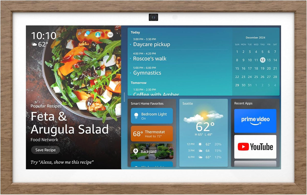 Echo Show 15 Bundle: Includes All-New Echo Show 15 & Made for  Frame | Light Brown