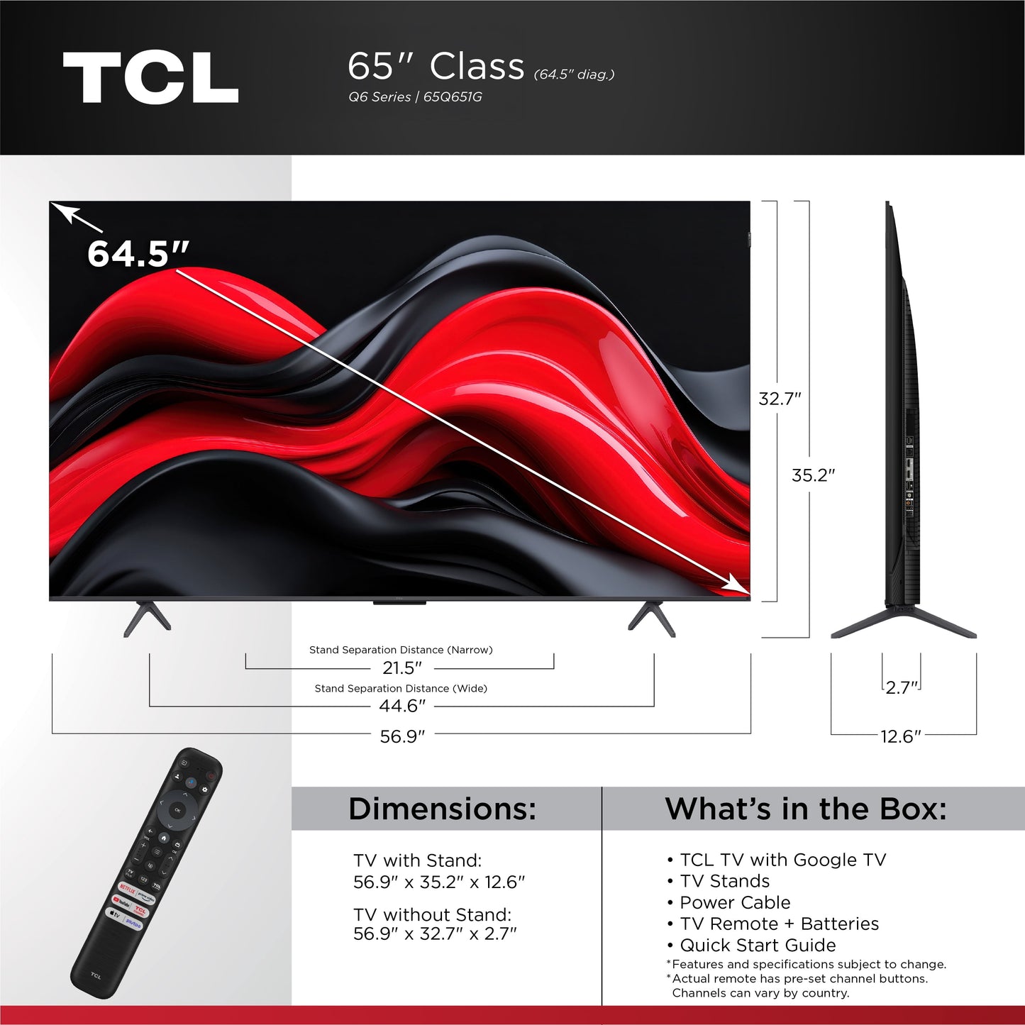 65Â€ Class Q6 QLED 4K UHD HDR Smart Google TV (NEW 2024) - 65Q651G