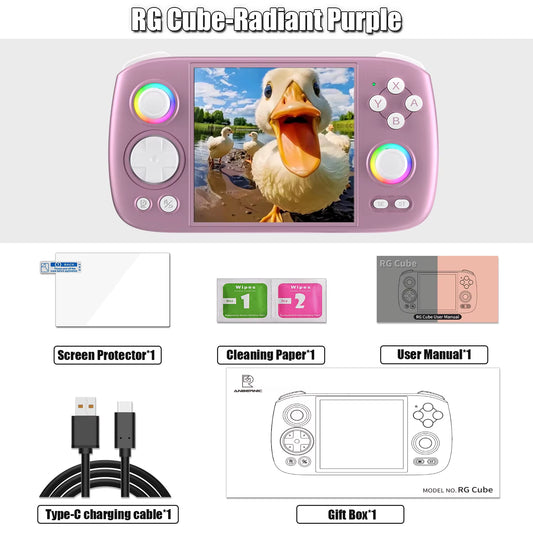 Rgcube Handheld Game Console Android 13 Game Player 3.95" IPS Screen Unisoc T820 RGB Lighting RG Cube Dual High-Speaker