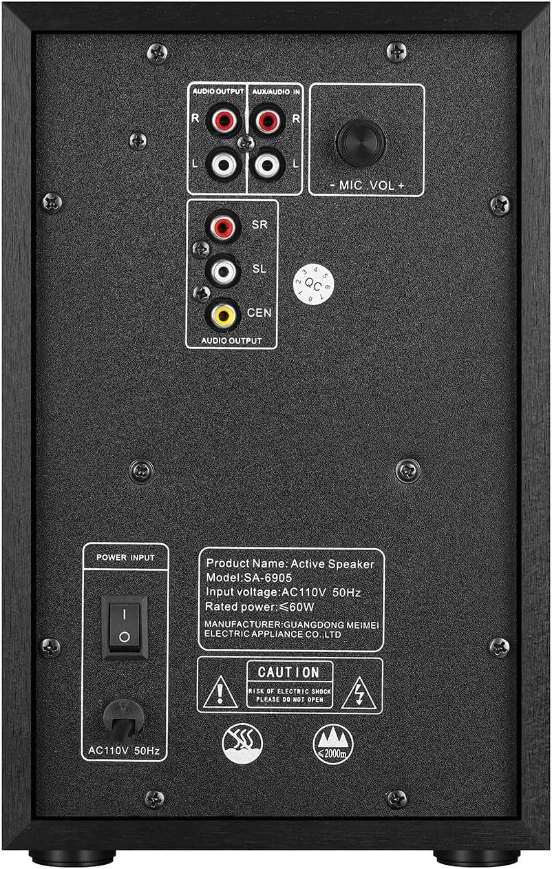 5.1 Home Theater Surround Sound System with 5.5-Inch Subwoofer | 200W Peak Power, Five 2.5-Inch Speakers, MDF Cabinets, USB, RCA, AUX and Wireless Audio Inputs