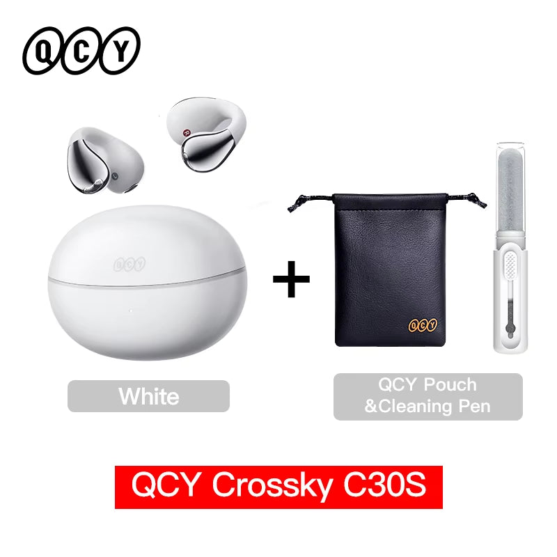 Crossky C30S Open Ear Wireless Earphones Hi-Res with LDAC Ear Clip Earbuds Bluetooth 6.0 Clip on OWS Sports Headphones 40Hrs