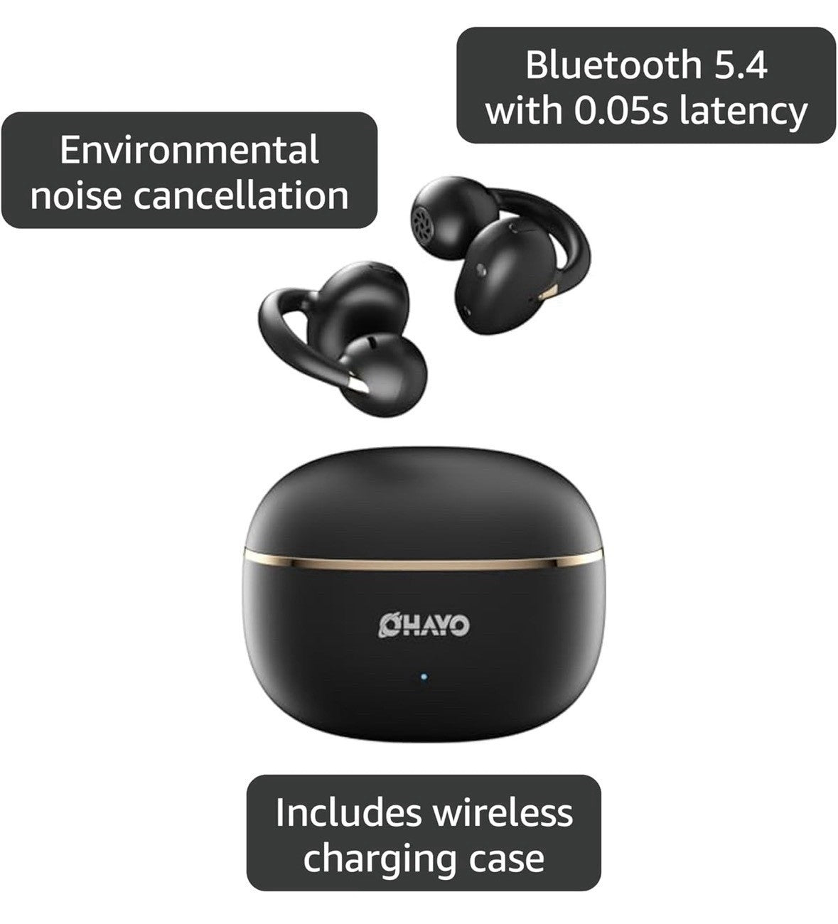 OHAYO A7 Clip-On Open Ear Headphones Bluetooth 5.4 6.5H Sweatproof IPX6