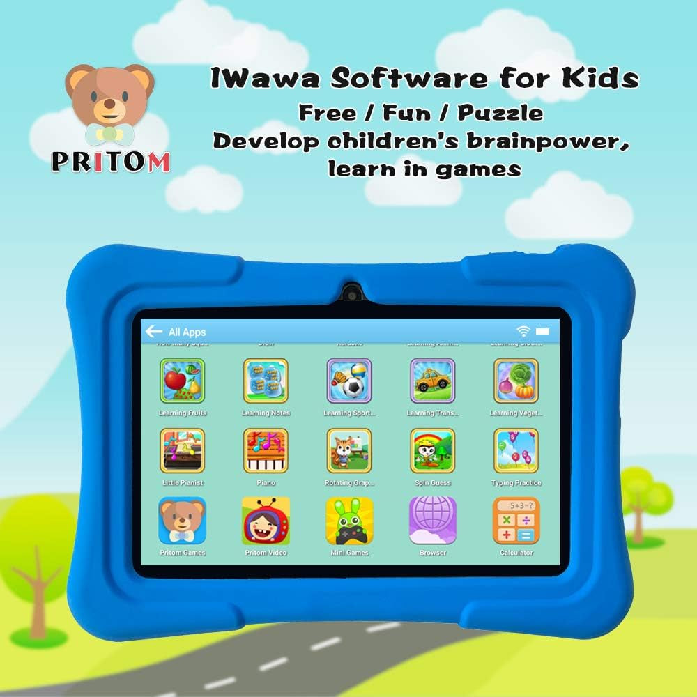 7 Inch Kids Tablets, Androdi 13 Tablet for Toddler, 32GB, Wifi, Educationl, Games,Parental Control, Kids Software Pre-Installed with Kids-Tablet Case, Great Size, Dark Blue