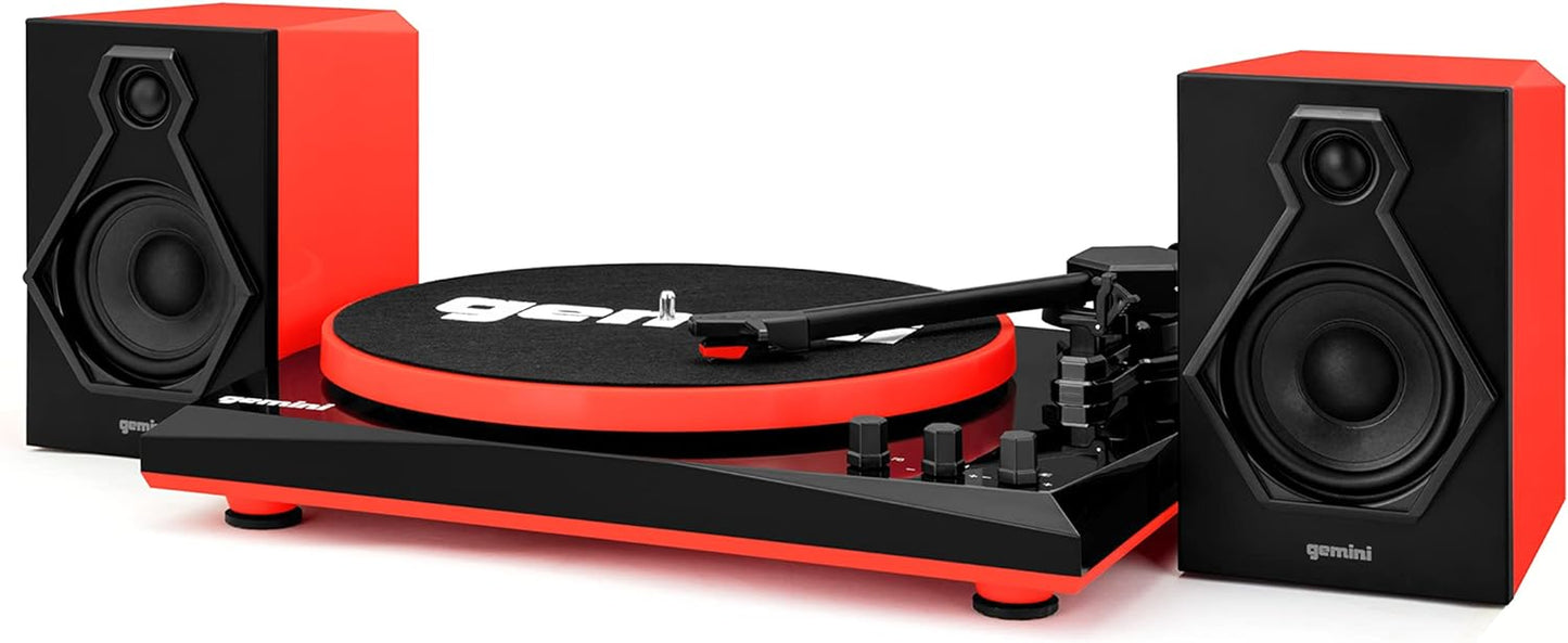 Bluetooth Turntable with Built-In Speakers, Red (TT-900BR) | Bluetooth Turntable with Built-In Speakers - 3-Speed, Ceramic Cartridge - RCA Output - Easy Setup
