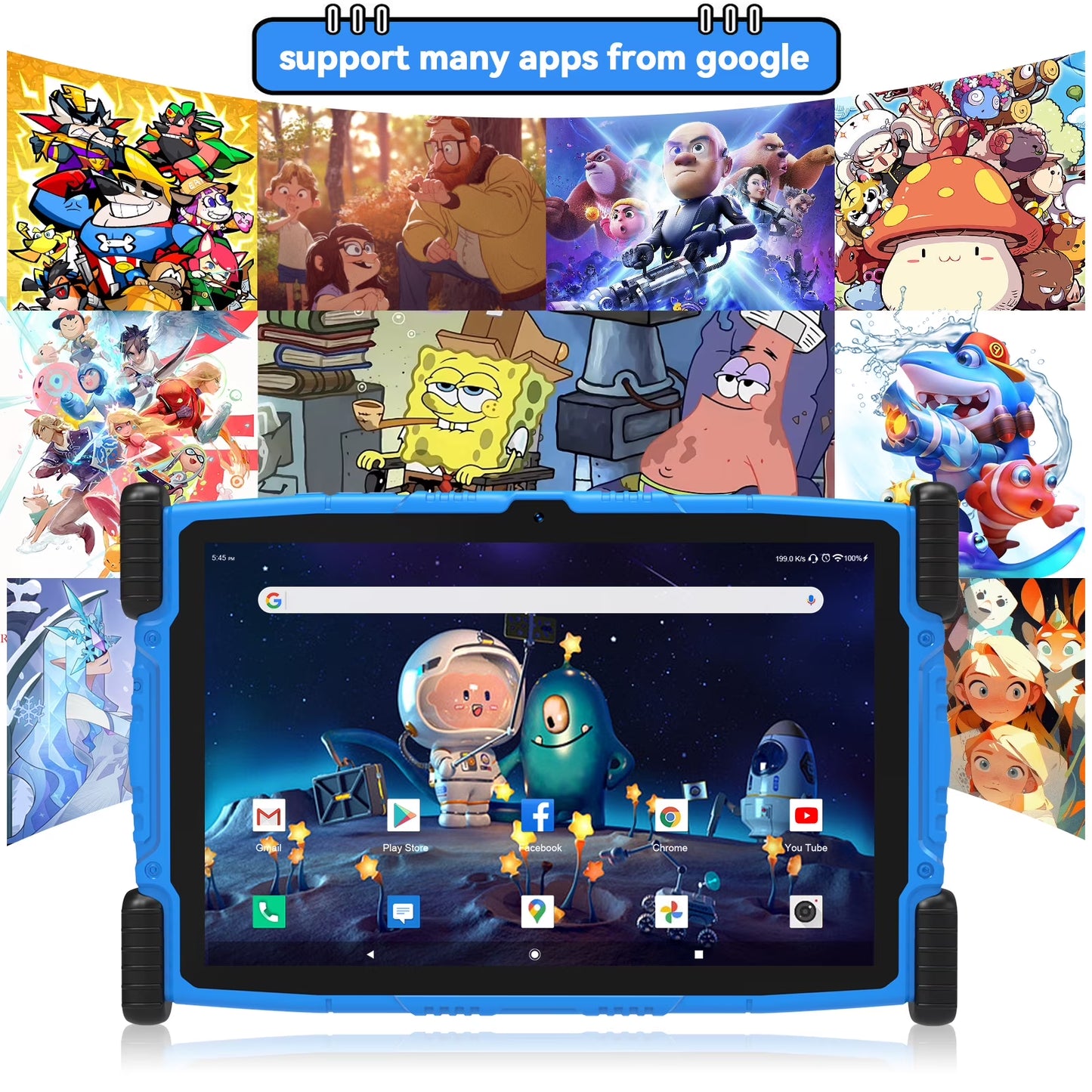2025 Android 13 Tablet,10" Android Kids Tablet 8GB+64GB, Kid-Proof Case with Kickstand, Quad-Core 1.6