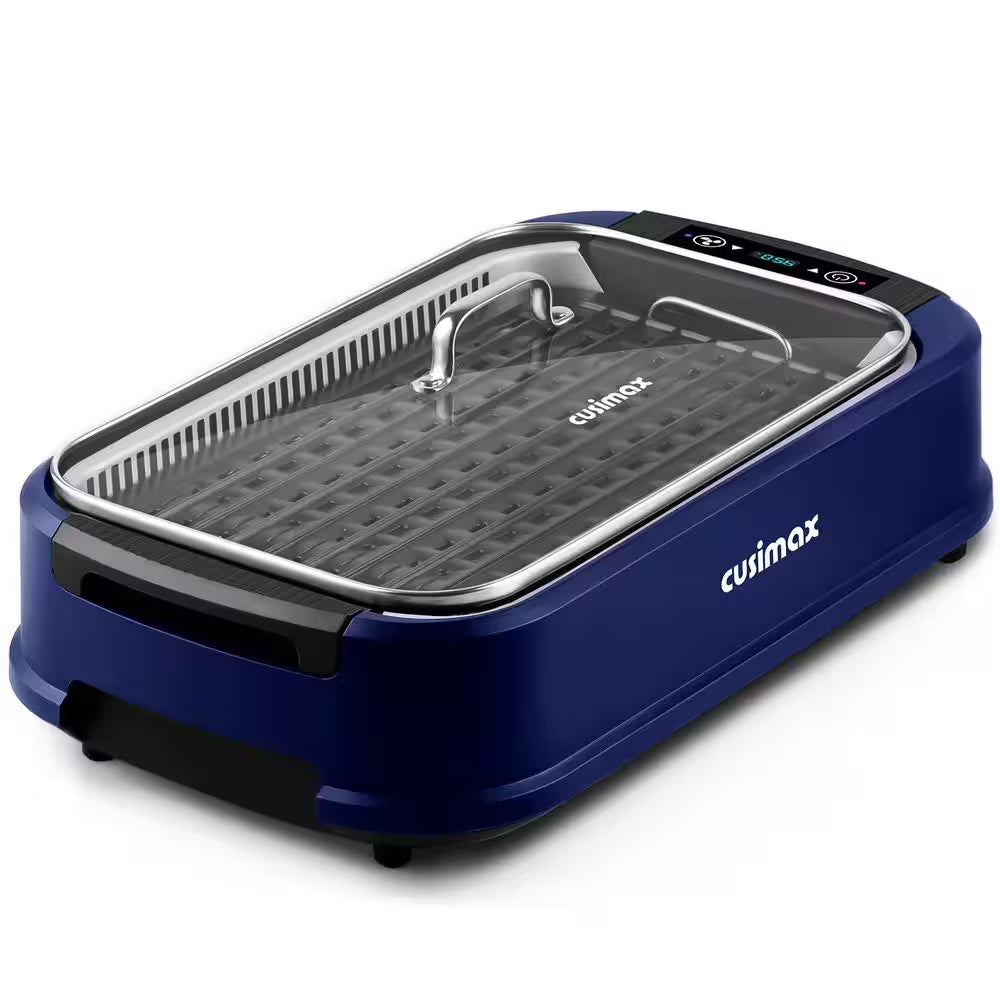 267Sq. In. Blue Smokeless Electric Portable Indoor Grill with 1500-Watt Fast Heating