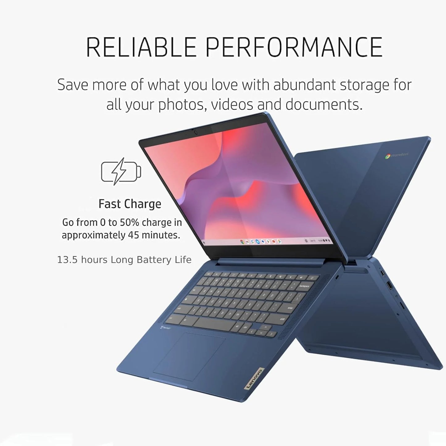 Slim 3 Chromebook Laptop for Business Student, 14'' FHD IPS Touchscreen, 8-Core Mediatek Kompanio 520 Processor, 4GB RAM, 64GB Emmc, Wi-Fi 6, Bluetooth, Chrome OS, Abyss Blue