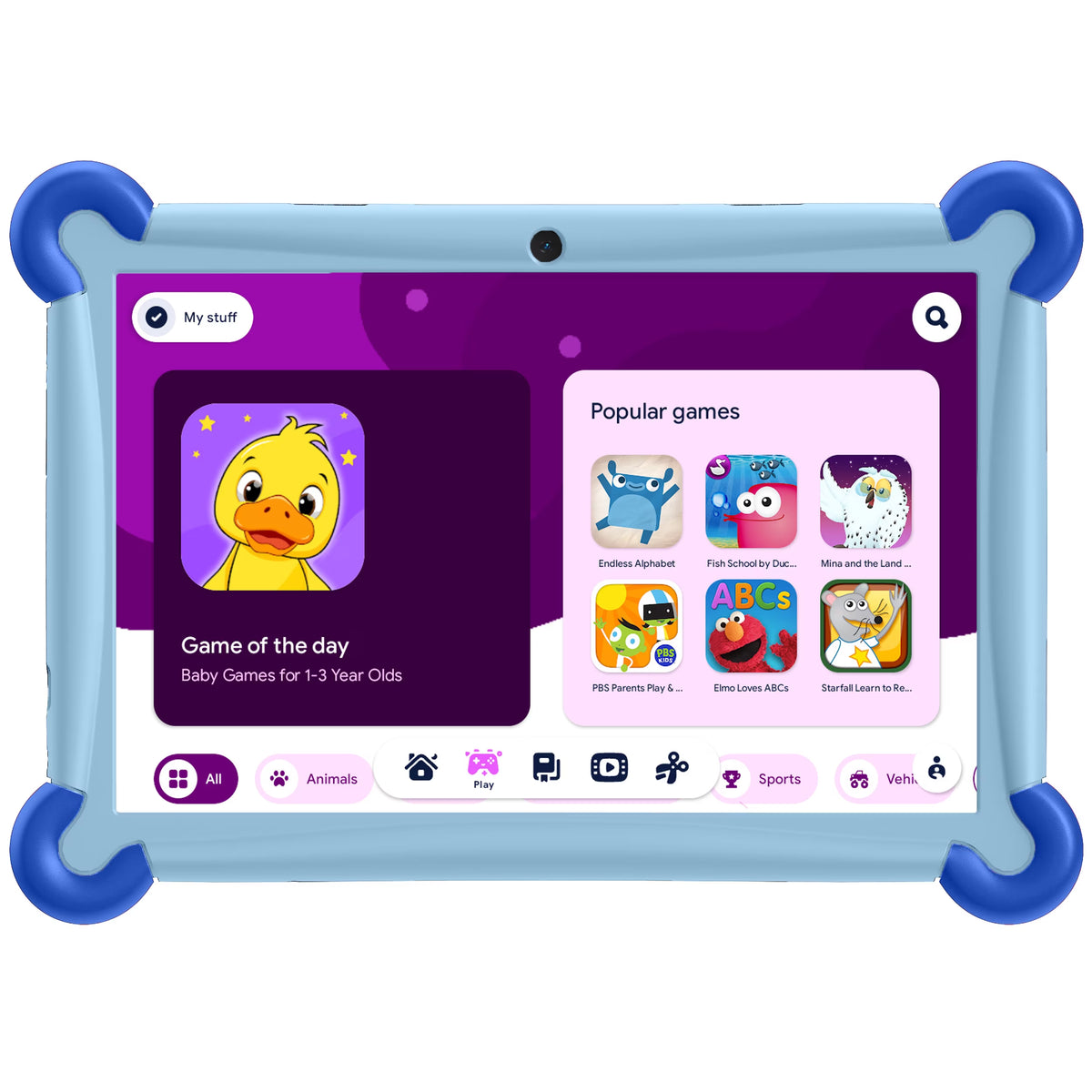 2026 Google Kids Space Prestige plus 10" Kids Tablet, 128GB Octa-Core, Children'S Product Certification, with Bumper Case, Blue