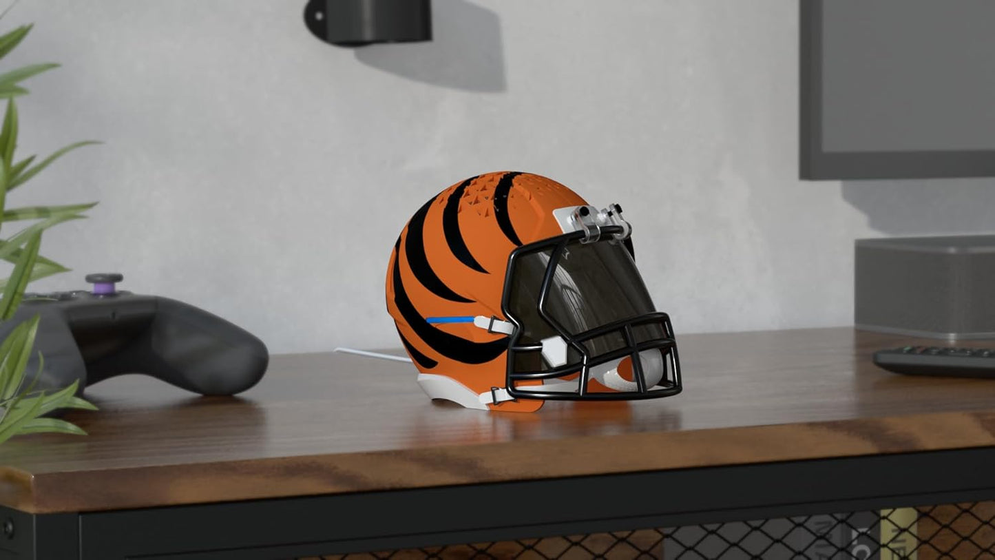 NFL Echo Dot Bundle: Includes Echo Dot | Charcoal and Limited-Edition NFL Helmet Stand | Cincinnati Bengals. Available in All 32 NFL Team Designs. While Supplies Last.
