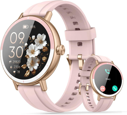 Smart Watches for Women, 1.27" HD Fitness Tracker with Bluetooth Calls(Answer&Make) IP68 Waterproof Smartwatch Compatible Ios/Android, 100+ Sport Modes Watch with Heart Rate/Sleep Monitor Pedometer