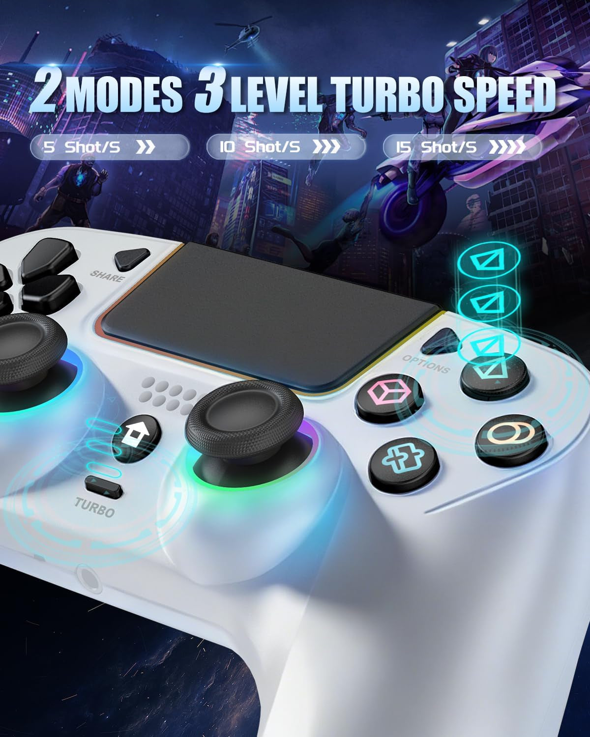 LED Wireless Controller for PS5 with Hall Effect Joystick and Trigger,4 Macron Boutton Extended Grip Controller Compatible with PS5 Pro/Slim, Dual Vibration, Remap/Turbo Function