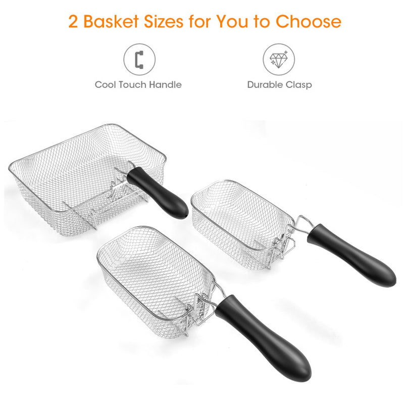 Electric Deep Fryer 5.3Qt/21-Cup Stainless Steel 1700W with Triple Basket