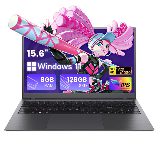 15.6" Laptop Computer, 8GB RAM 128GB SSD, Intel 6500Y with 2 Cores, FHD Display, Windows 11 Home, Wifi5 BT5.0, Type-C PD, Numeric Keypad Laptop for Business, Student, Office