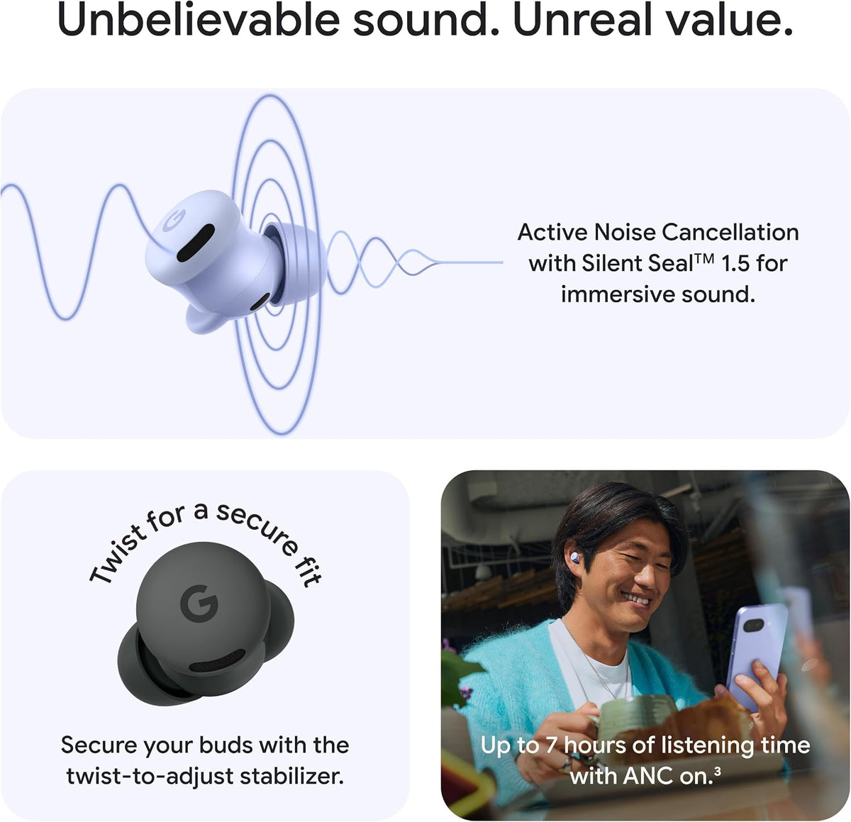 Google Pixel Buds 2A - Wireless Bluetooth Earbuds - Hazel