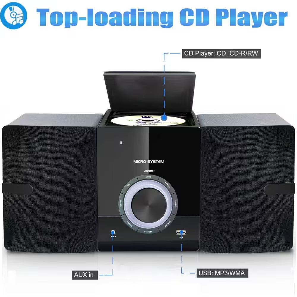 Compact 30W Stereo System-Cd Player, Bluetooth, FM Radio, USB, AUX, Earphone Port, Dsp-Tech, Remote (New Version)