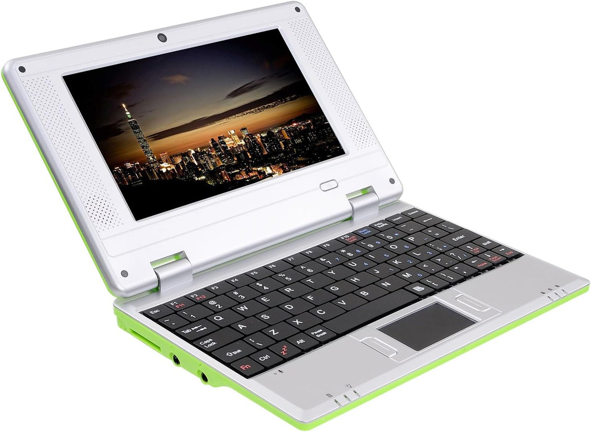 7 Inch Portable Mini Computer Laptop PC Netbook for Kids Android 12 Quad Core 32GB Wifi Built in Camera Youtube Flash Player (Green)