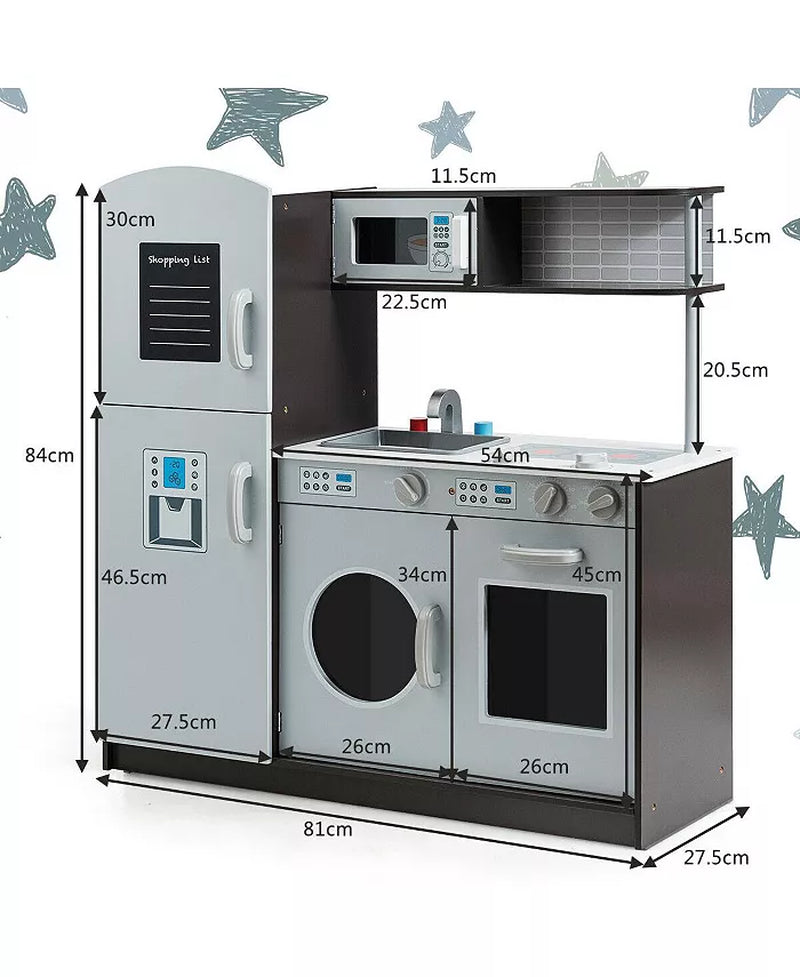 Kids Pretend Play Kitchen Cooking Set with Simulated Sound