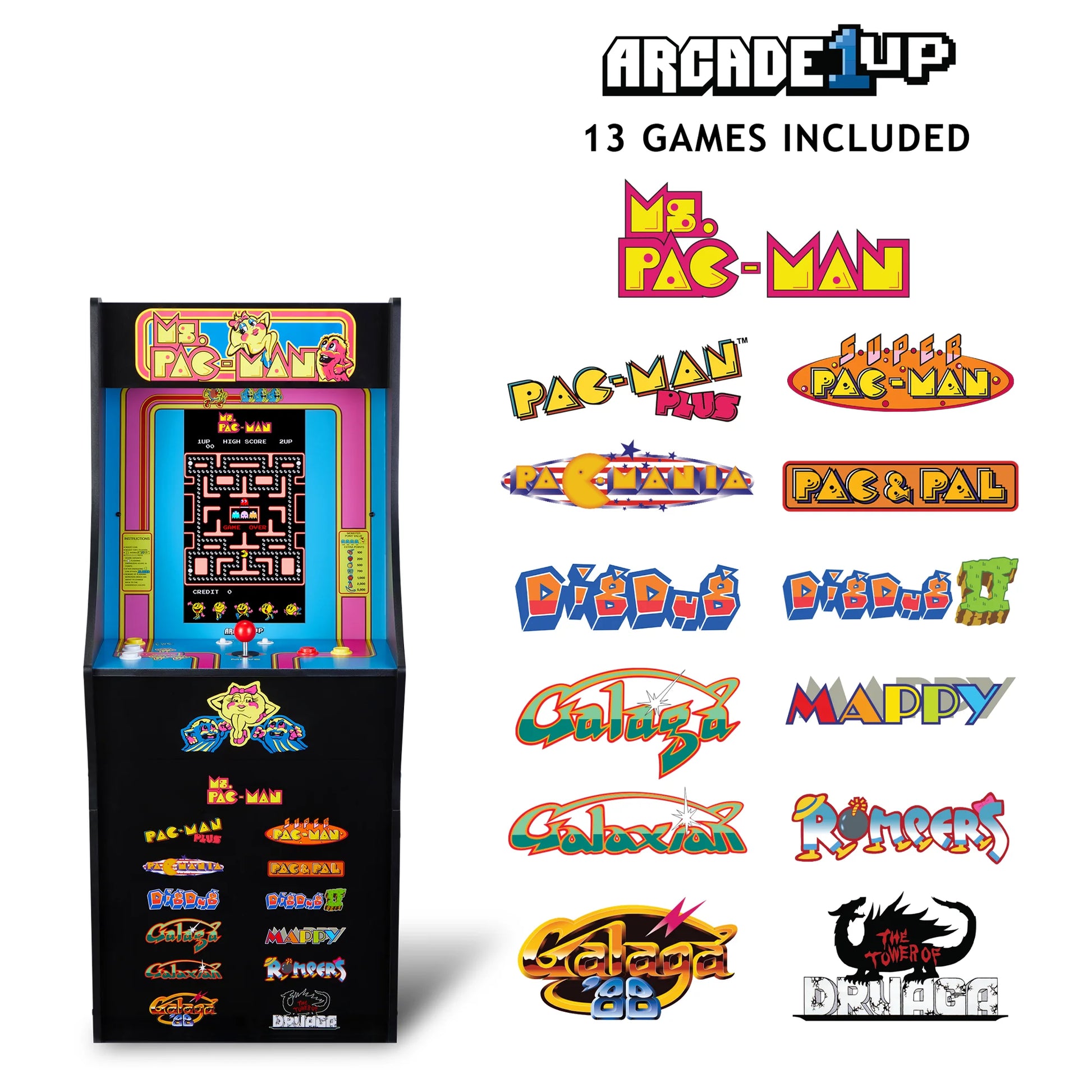 Ms. Pac-Man Classic SE Arcade Machine with 13 Games Included, 4 Feet Tall