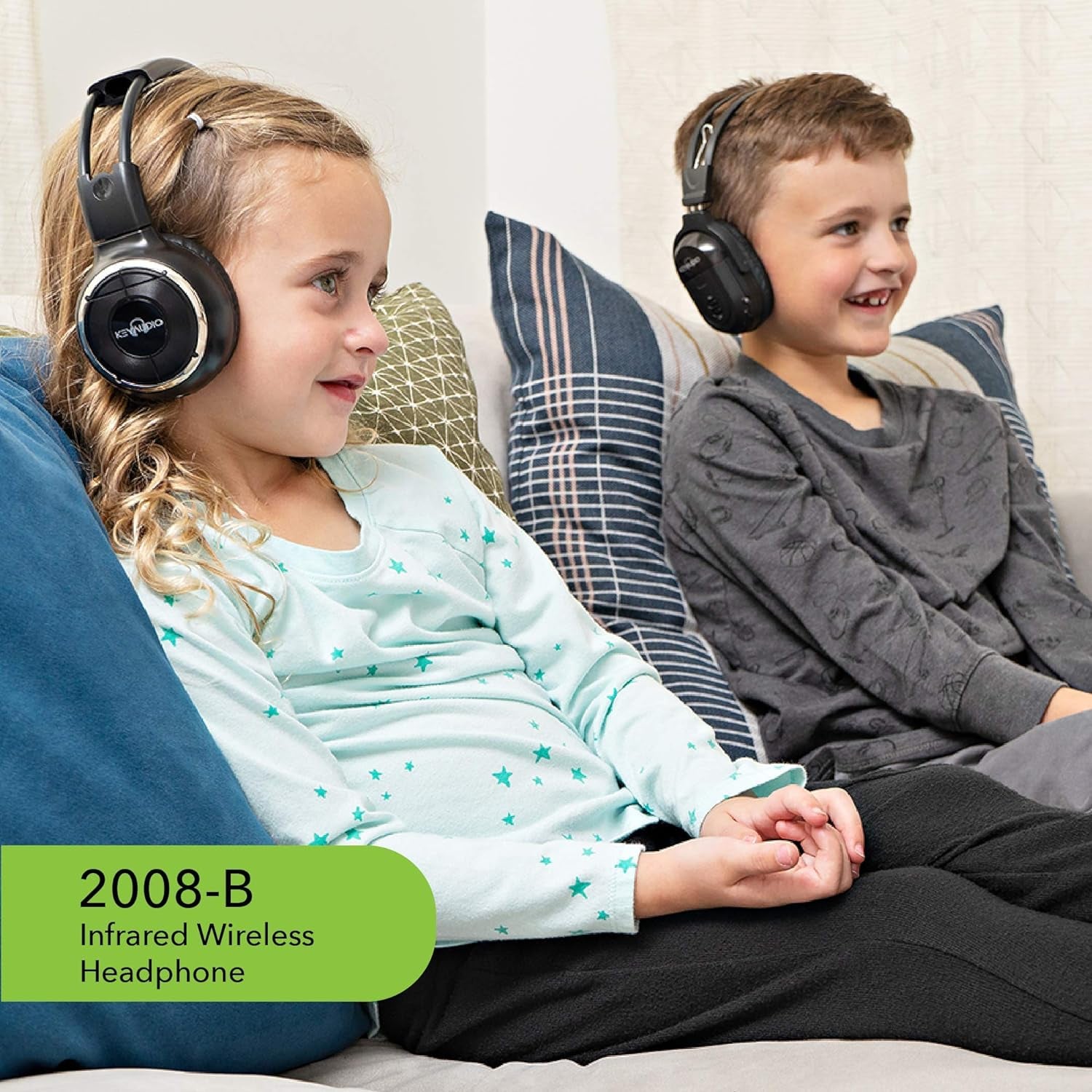 RP Accessories IR-2008B Infrared Wireless Headphones, 2-Channel Folding Universal Rear Entertainment System IR Headphone for Car TV and DVD Player Audio, Set of 6