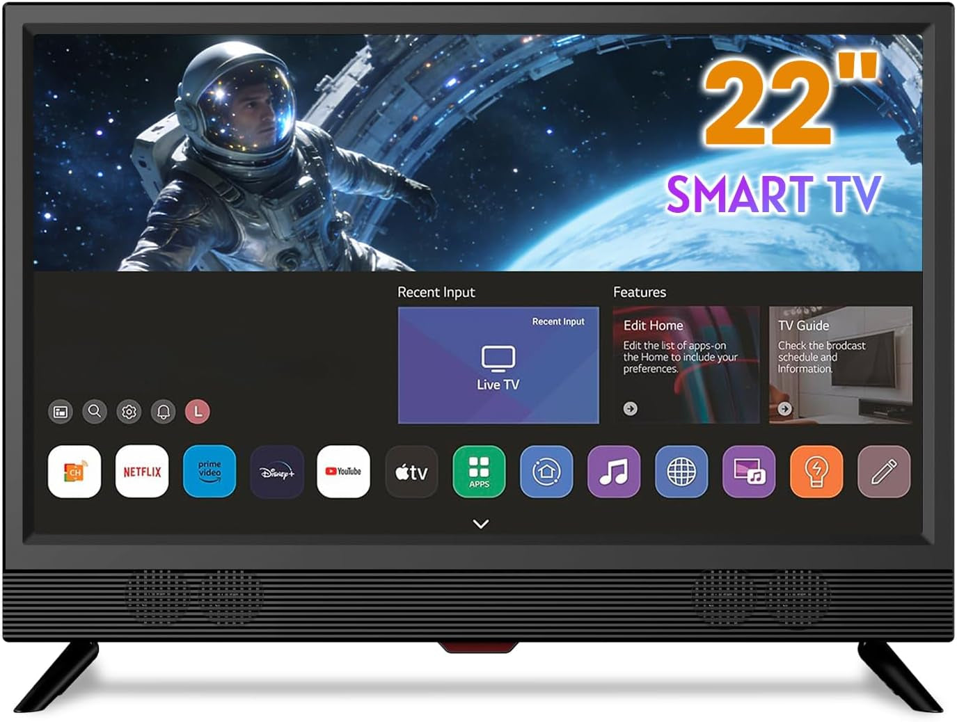 22-Inch Small Smart TV Full HD 1080P | Kitchen Smart TV, Flat Screen Television with Loud Dual Stereo Speakers, 178° Viewing & Wi/Fi (22, Inches)