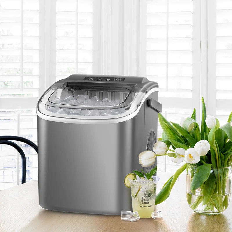 Countertop Ice Maker Ice Machine with Handle,Self-Cleaning Ice Makers, 26Lbs/24H, 9 Ice Cubes Ready in 6 Mins for Home/Kitchen/Bar/Party/Camping