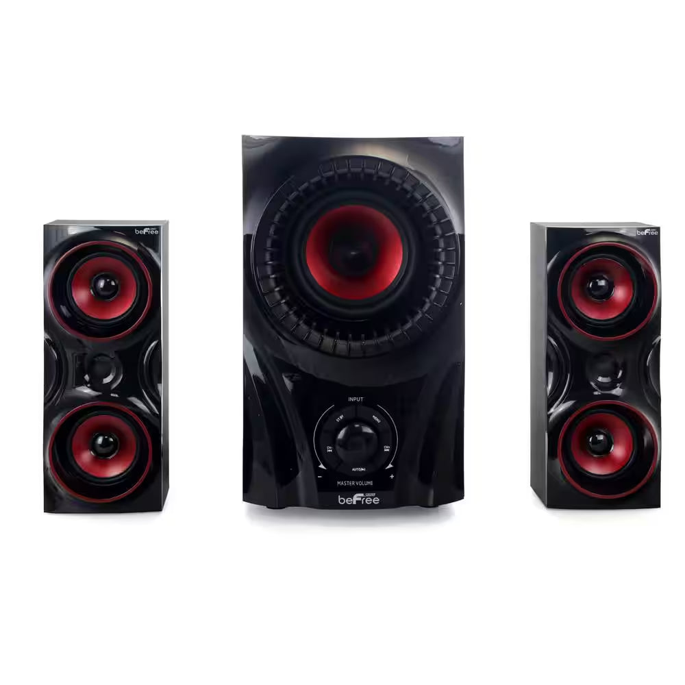 2.1 Channel Surround Sound Bluetooth Speaker System in Red