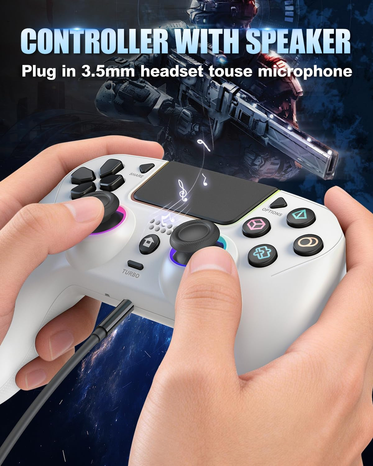 LED Wireless Controller for PS5 with Hall Effect Joystick and Trigger,4 Macron Boutton Extended Grip Controller Compatible with PS5 Pro/Slim, Dual Vibration, Remap/Turbo Function