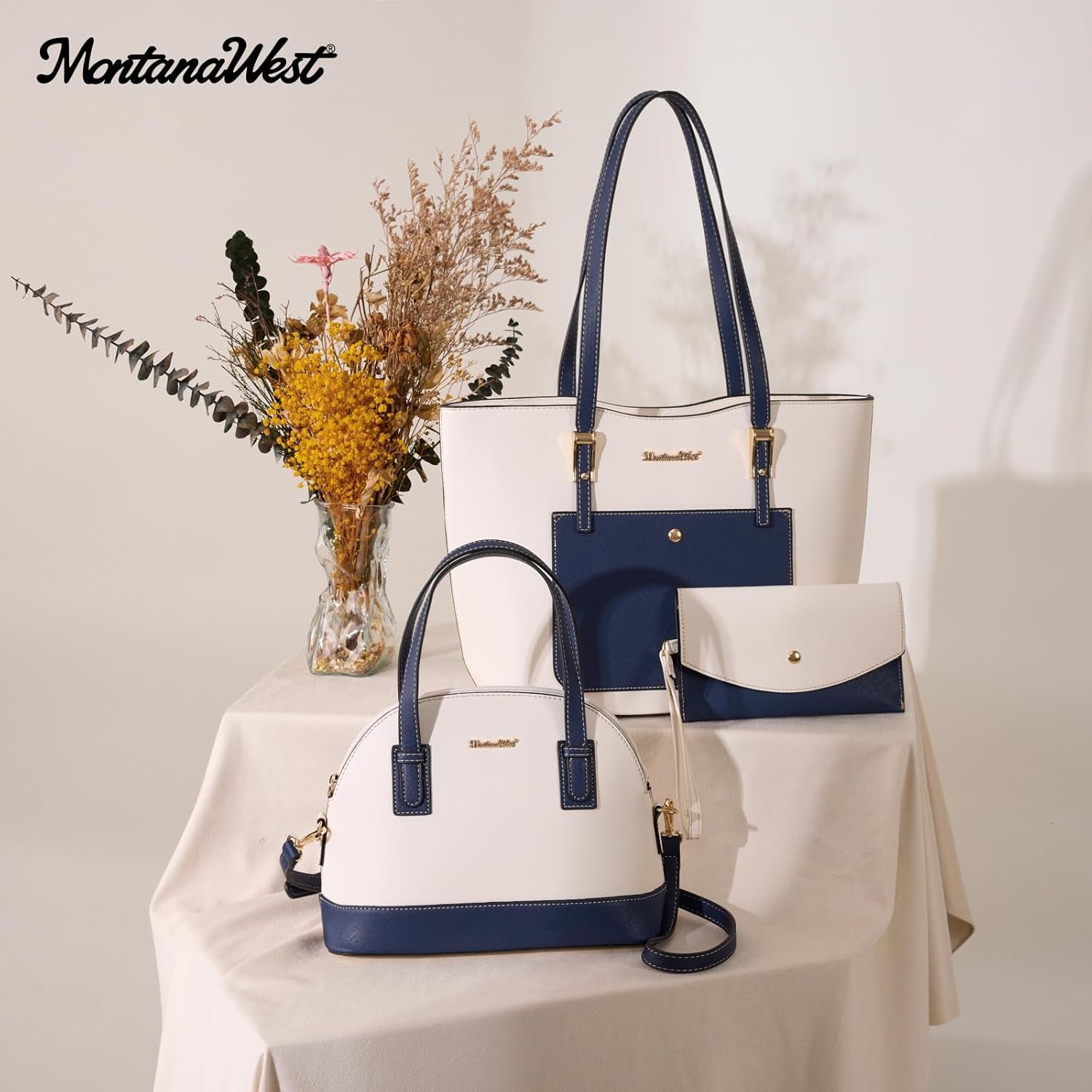 3PCS Purses for Women Tote Bag and Wallet Set Shoulder Satchel Handbags