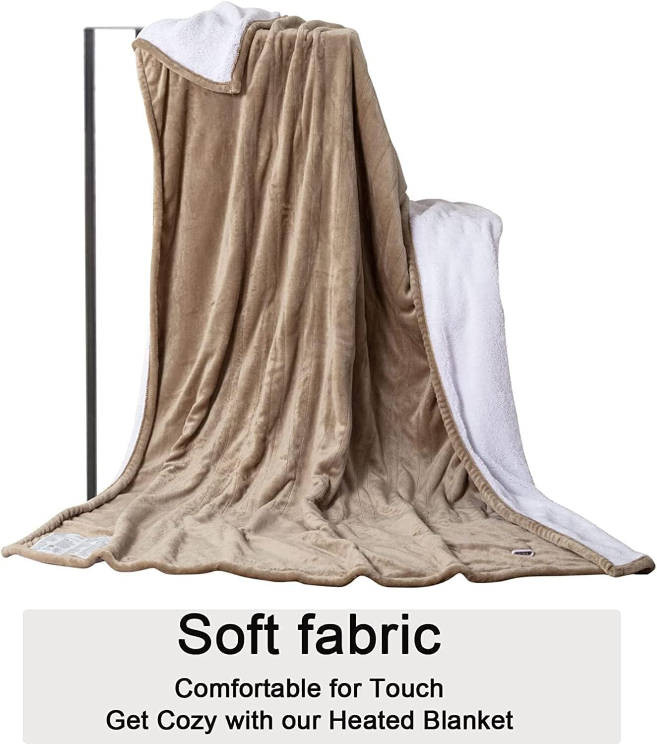 Heated Electric Blanket Throw &Twin Size - 10Hrs Timer Auto-Off & 4 Heating