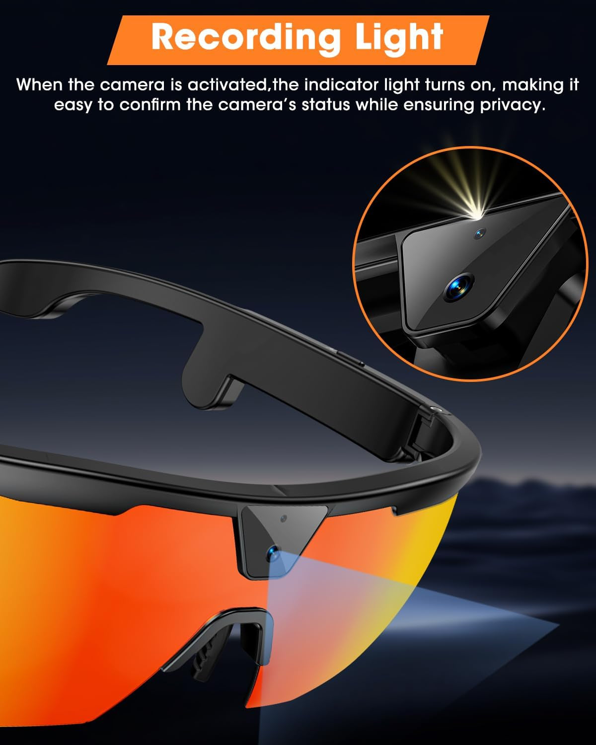 Smart Glasses with 4K HD Anti-Shake Camera & 3D Stereo Speakers | Polarized UV400 Sports Sunglasses | Bluetooth AI Glasses for Outdoor Video, Photos & Music | Hifi Audio Action Camera (Dark)